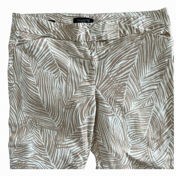Talbots  Womens Beige Palm Cropped Pants Size 12 - Picture 3 of 9